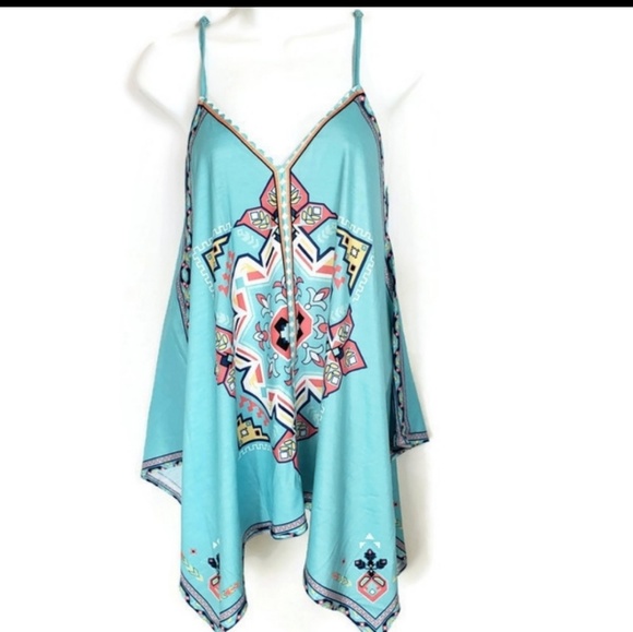 boutique Tops - Medum blue turquoise Margo Tunic tank Top